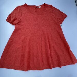 Moth Anthropologie Orange Short Sleeve Button Back Sweater Top Size S